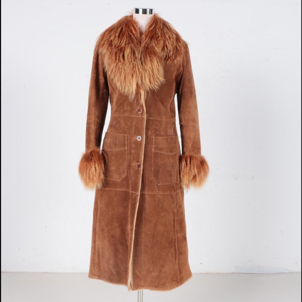 Jones New York Sport suede / Mongolian trim coat M